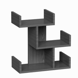 YUJSBHJAN Display Shelf Desktop Bookshelf Wood Desktop Bookshelf for Living Room, Bedroom Shelves for Decor 13.4”L*6.30”W*14.2”H Inches Grey Wash