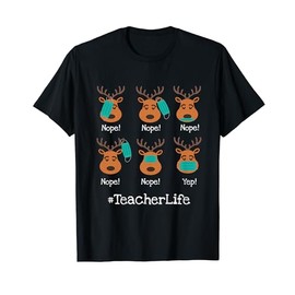 Teacher Life Christmas Reindeer Face Mask Quarantine X-Mas T-Shirt