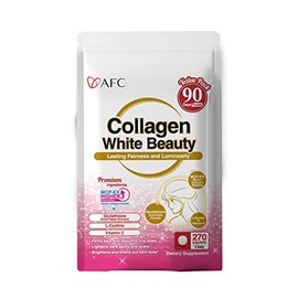 AFC Japan Collagen White Beauty con péptidos de colágeno marino, glutatión y L-cistina (absorción 1,5 veces mejor que otros colágenos) para reafirmar y blanquear la piel (suministro para 90 días)