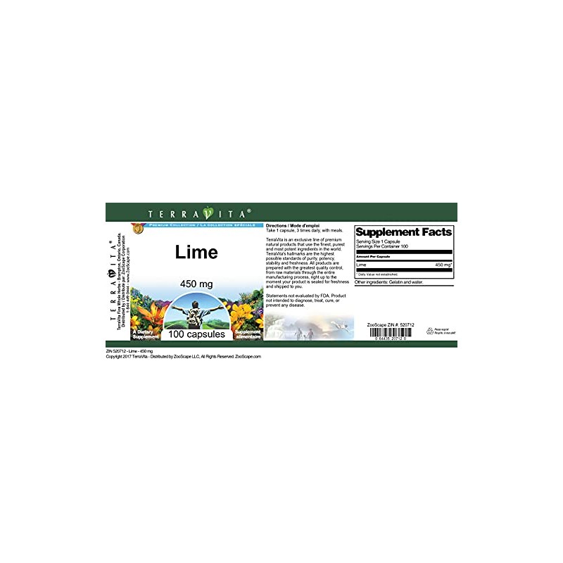 Lime - 450 mg (100 Capsules, ZIN: 520712) - 3