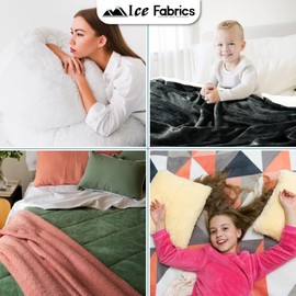 Ice Fabrics Solid Minky Fabric by The Yard - Soft, Smooth and Luxury 58/60" Extra Wide Black Minky Fabric for Blankets, Apparel, Baby Accessories, Throws, Pillows & More - Black - 1 Yard