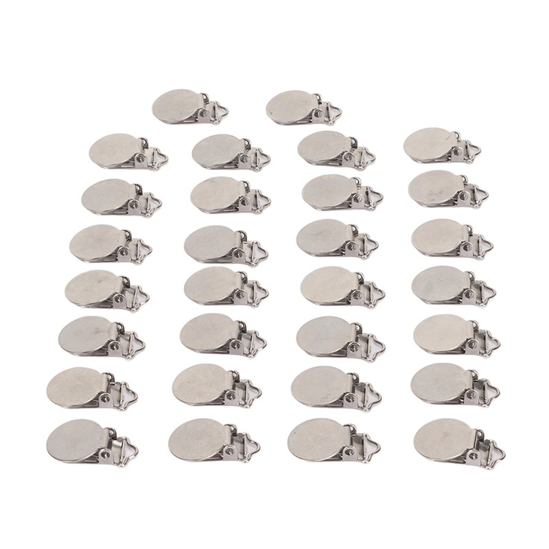 30pcs Metal Round Pacifier Clips for Toddler Rust Prevention Electroplated