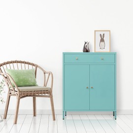 BESFUR Metal Storage Cabinet 35" H,Metal Cabinet with Drawer and Adjustable Shelf for Home Office, Garage,Classroom, Apartment, Warehouse, Utility Room Light Blue-Green