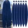 Dark Blue Braiding Hair Pre Stretched 6 Packs Synthetic ez