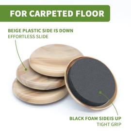 COVERCORNER Furniture Sliders for Carpet 16 PCS - 2 1/2 inch Furniture Moving Slider Chair Legs Floors Protectors Furniture Movers Sliders – Move Your Furniture Easy & Safely(for Carpet) Beige Coffee