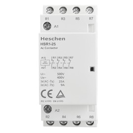 Household AC Contactor, HSR1-25, Ie 25A, 4 Pole, Four Normally Closed, AC/DC 24V Coil Voltage, 35mm DIN Rail Mount