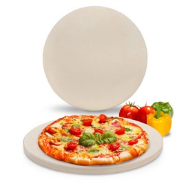 GGC 15 inch Pizza Stone for Ovens, Grill and BBQ to Cook Perfect Crispy Crust Pizza, Bread and More, Smooth Round Shape, Durability Baking Stone