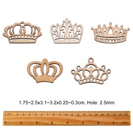 UR URLIFEHALL 100 Pcs Crown Wood Cutouts Ornaments Unfinished Wood Pieces Wooden Paint Crafts for Scrapbooking DIY Crafts Homemade Gifts