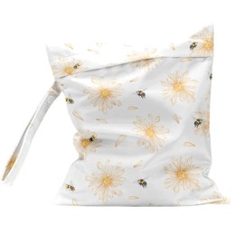 Wet Bag Waterproof Reusable Wet Dry Bag for Beach, Travel, Pool, Gym Bag for Swimsuits, Wet Clothes, Cloth Diapers, Washable Wet Bags for Baby, Blue Floral Prints Vintage Floral Decor Flower Botanical