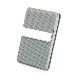 Magimagi Vertical Business Card Case, Holds 20 Cards, Stainless Steel, PU Leather, Magnetic Closure, Simple Business, Unisex, Bean Green