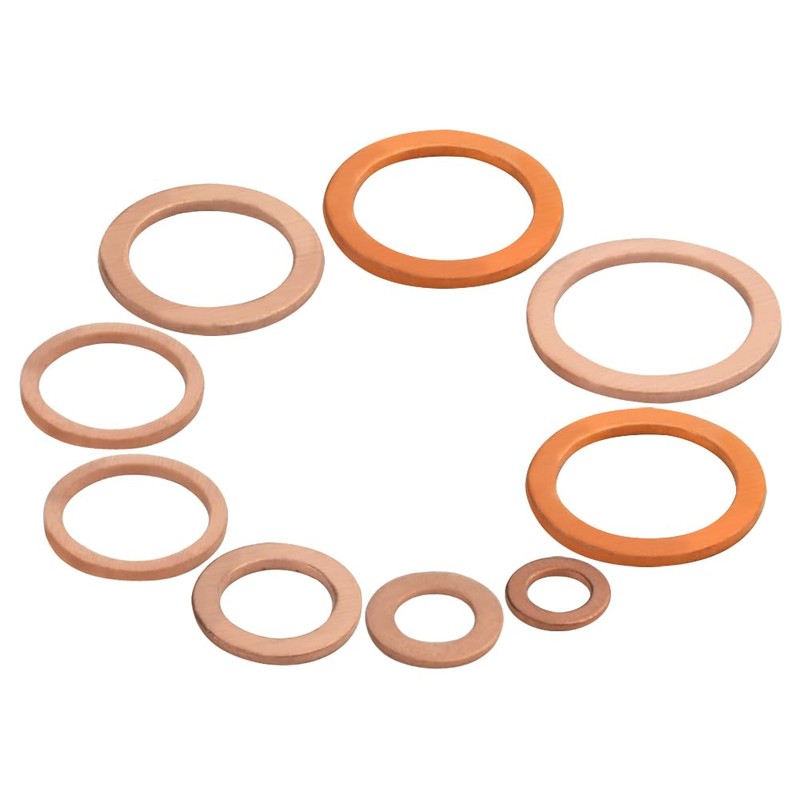 150PCS Copper Washers Assortment Set 8 Sizes Crush Washers Flat
