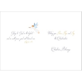 doodlecards Stepmum Christmas Card Nativity Scene Angels Bethlehem Medium Size Christmas Card for Stepmum with Plain Envelope