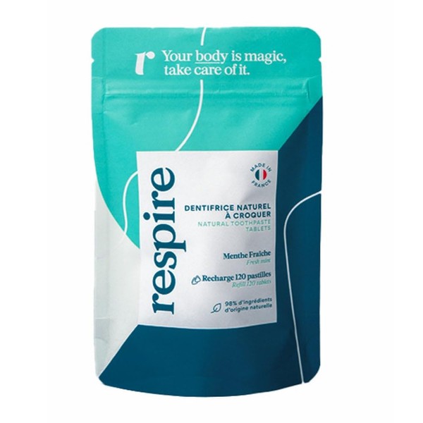 Respire Natural Chewing Toothpaste Fresh Mint 120 Tablets Refill Pack