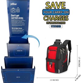 Boardingblue 17x13x8 Inches Laptop College Travel Backpacks for Men Women, Under-Seat Backpack for JetBlue, Spirit, Frontier(Red)