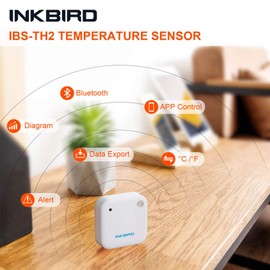 INKBIRD IBS-TH2 Bluetooth Smart Sensor Data Logger Cold-Resistant Thermometer Splash-proof Temperature Monitor Alert, Calibration, Data Storage, Graph for Food Storage, Brewing, Reptiles Instrument