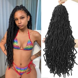 Faux Locs 18 Inch Crochet braids Soft Locs Crochet Hair for Women Pre-Looped Faux Locs Crochet Braids Pre-Looped Goddess Locs Braids Hair Extensions (1B#, 18Inch (Pack of 6))