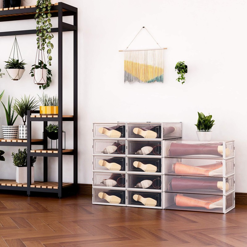 DHMAKER 8 Pack Boot Storage Box, Stackable Clear Plastic Boot