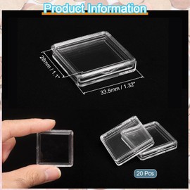 sourcing map 20 Pcs 28mm Silver Dollar Coin Holders, Plastic Coin Capsule Covers Acrylic Clear Square Coin Collection Supplies Container for Silver Coin Protectors or NFC Tag