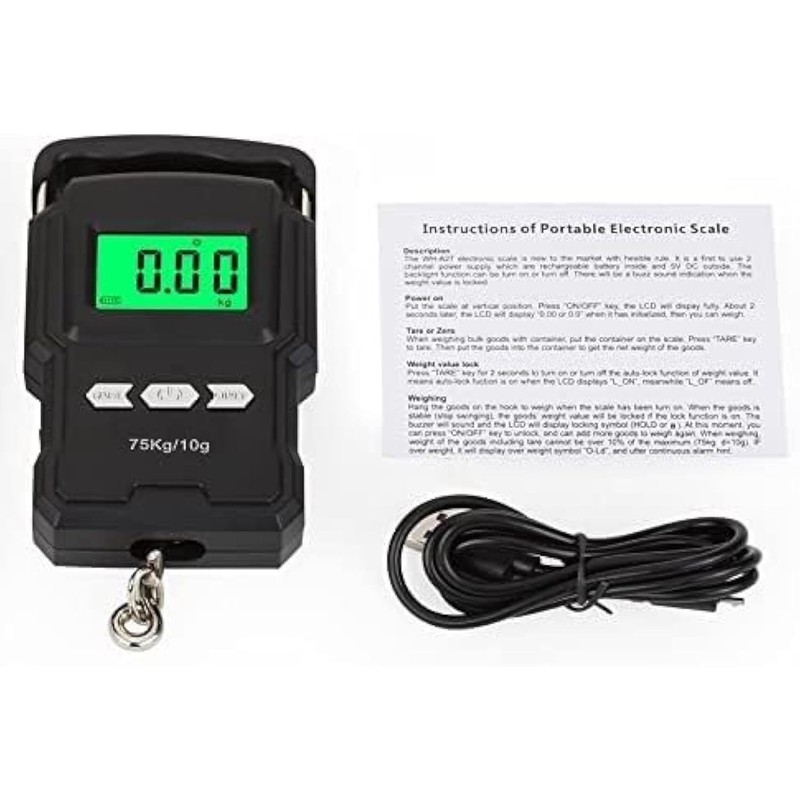 Digital Hanging Luggage Scale, Electronic Hook Scale with LCD Display,