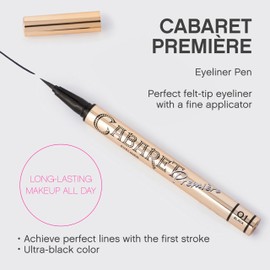 Vivienne Sabó Cabaret Premiere Waterproof Eyeliner Pen – Ultra Black Eyeliner Pencil with Felt Tip, Smudge-Proof and Longwearing, Quick-Dry Liquid Formula for Precise Eye Definition, 0.04 fl oz