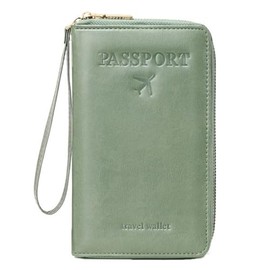 Passport Holder for Travel Women and Men RFID Passport Holder with Card Slots Holder Passport Case Passport cover Passport Wallet Travel Essentials and Accessories (Zipper, Olive Green Zipper)