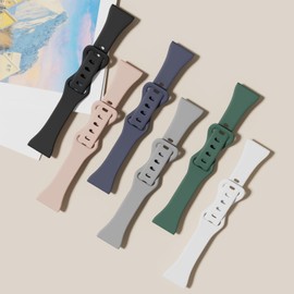 EverAct 6 Pack Slim Silicone Watch Bands Compatible with Garmin Vivoactive 5/Vivoactive 3/Venu Sq 2/Venu Sq/Venu, 20mm Thin Soft Narrow Sport Strap Wristband for Forerunner 55/165/645/245 Women Men