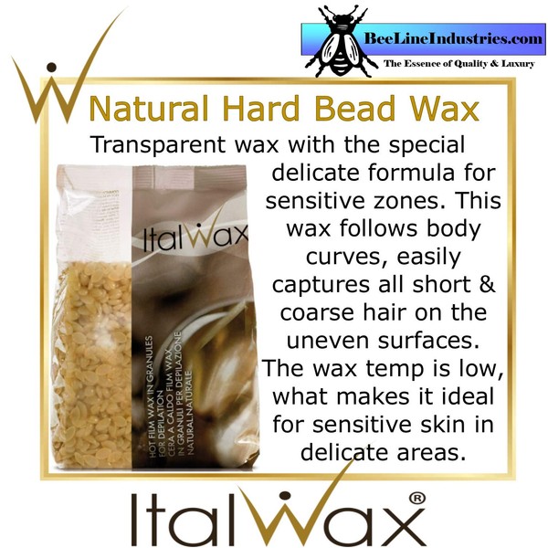 ItalWax Natural - Hard Stripless Wax Beads 2.2 lbs. - 1 kg. Bag
