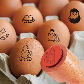 AHANDMAKER 5 Styles Egg Stamps Newly Hatched Chick Pattern Egg Stamp, Mini Wooden Egg Stamp, Unique Designs Egg Drawing Stamps for Egg Famers and Owners, Scrapbooking Card Making Planner Decal