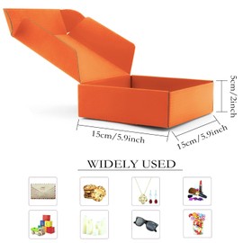 15 Pcs Orange Cardboard Boxes Shipping Boxes, Recyclable Colored Corrugated Cardboard Box Small Mailing Storage Gift Boxes for Shipping, Mailing, Gifts Packaging, 6x6x2" (Orange)