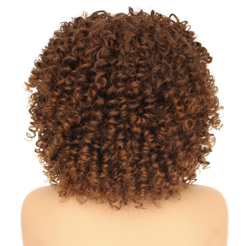 PORSMEER 14 inch Afro Curly Wigs for Women, Short Loose