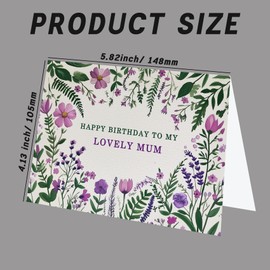 Floral Birthday Card for Mum | Happy Birthday Mum Card with Wildflower Design | Perfect for Mother's Day, Birthday or Just Because | Mum Wildflowers Card With Envelope (L Style)