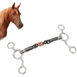 Horse Chew, 5.51inch Stainless Steel Training Bit with Double Jointed Wire Wrapped Mouth, Black Steel Gag Bit for Equestrian & Western Riding