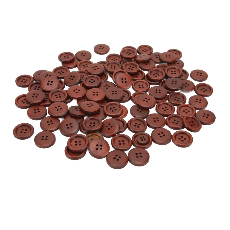100Pcs Wooden Button 20mm 4 Holes Delicate Cute Waterproof Clothing