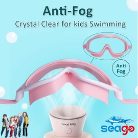 Seago Swim Goggles 2 Pack Anti-Fog Anti-UV Wide View Swimming Goggles for Kids 3-14