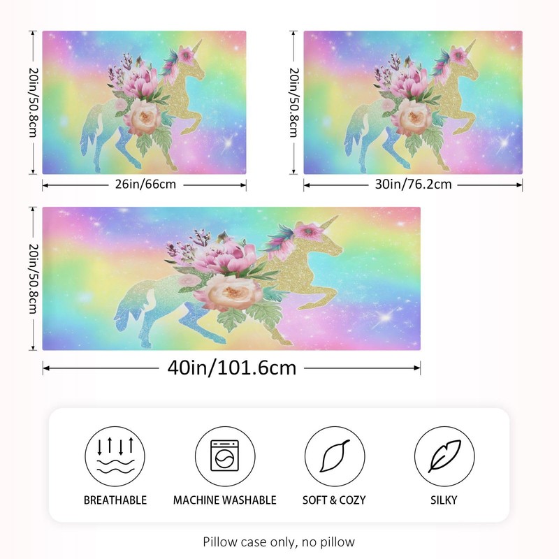 Blueangle Rainbow Unicorn Satin Pillowcase for Hair and Skin Silk