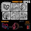 FINGERINSPIRE 6PCS Musical Symbols Stencils for Painting with Brush 11.8x11.8inch