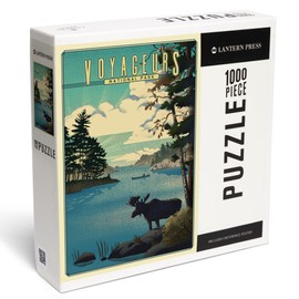 Lantern Press Voyageurs National Park, Minnesota, Lithograph, 1000 Piece Jigsaw Puzzle for Adults, Made in USA with Reference Poster