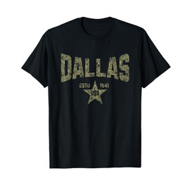 Camo Souvenir USA Star Dallas Texas T-Shirt