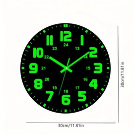 RIUKASIN Vinyl Record Luminous Clock, 12 inch Silent Non Ticking Battery Driven Clock, Energy Absorbing Luminous Digits and Hands, Luminous Wall Clock Decoration! Great Gift!