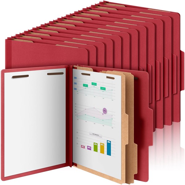 Skyygemm 60 Pcs Classification Folders Letter Size, 2 Divider Pressboard