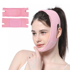 V Gesichtsmasken, Atmungsaktive V-Förmige Gesichtsbandage, Wiederverwendbare V-Linienmask, Wiederverwendbare Doppelkinn-Reduzierer, Gesichtslifting-Verband, Für Schlaffe Gesichtshaut, Rosa