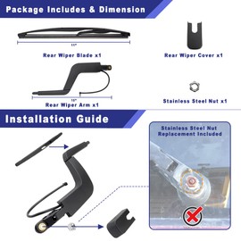 Shopauto Rear Windshield Wiper Arm Blade Assembly Compatible with 2007-2012 GMC Acadia, 2007-2010 Saturn Outlook Rear Window Wiper, Replacement 15276248, 15276259, 25800773