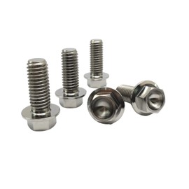 RISON Titanium Bolts M8 x 1.25 x 10 mm Titanium Screws TC4 Flange Hex Bolt Titanium Alloy Colour Titanium Flange Screw for Motorcycle, Car, Modification Hex Head Titanium Screws Pack of 5