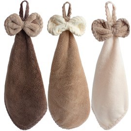 Roellgs Pack of 3 Kitchen Bathroom Hand Dryer Towels, Decorative Towels, Microfibre Coral Fleece Lovely Hand Towels, Dry your hands immediately (Dark colour)