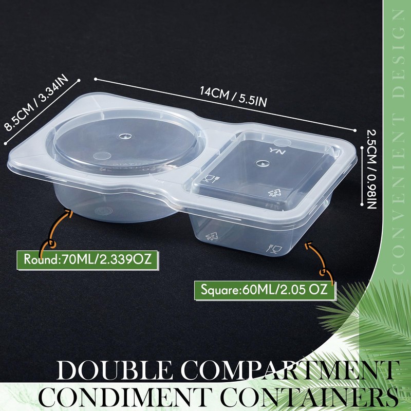 Blushtier 5 Pcs 5 oz Double Compartment Snack Containers with