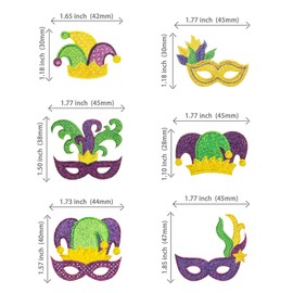 24 piezas de decoración para magdalenas de Mardi Gras con purpurina, máscaras para cupcakes, alimentos, frutas, palillos de máscaras, fiesta de carnaval, baby shower, fiesta de cumpleaños, suministros de decoración de pasteles