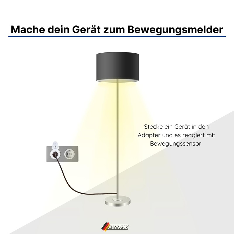 SCHWAIGER 661552 Intermediate Socket PIR Motion Sensor Socket Adapter Light