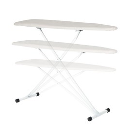 Full Size Ironing Board with Cover & Pad – USA-Made with Enhanced Grip Feet for Extra Stability – Adjustable Steel T-Legs 35" High – Perforated Top – Durable Iron Board for Home, Laundry Room, Beige