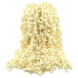 60ft Pom Poms Fringe Ball Trim Sewing Ribbon Embroidered Lace Tassel Applique for Clothing Accessories Pillow Bedding Quilting Crafts Supplies (Beige)