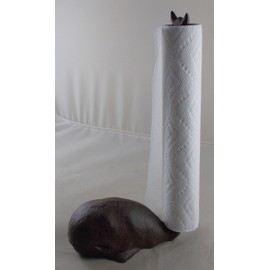 Rustic Brown Cast Iron High Whale Tail Paper Towel Holder